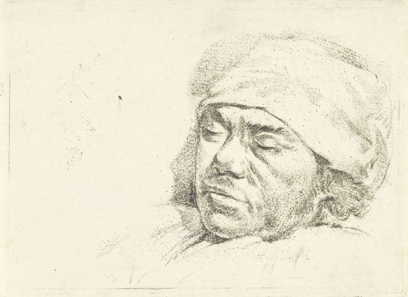 Portrait of the painter Francis Andreas Milatz on his deathbed, print maker: Hermanus van Brussel, c. 1808 - c. 1810