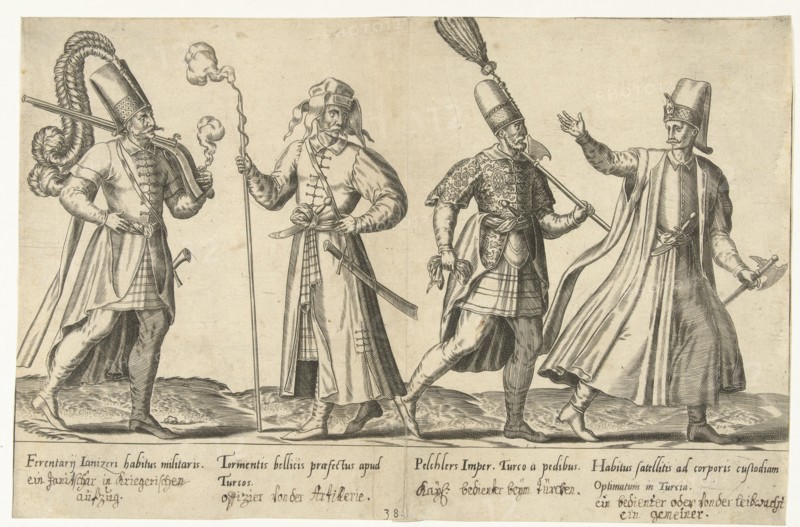 Dress of Ottoman soldiers around 1580, Abraham de Bruyn, Joos de Bosscher, 1581