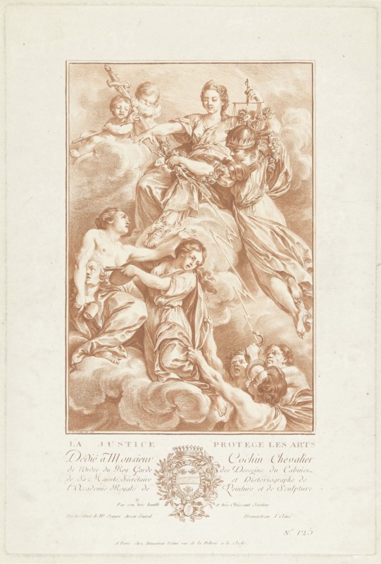 Allegory of Justice as patron of the arts, Gilles Demarteau, 1732 - 1776