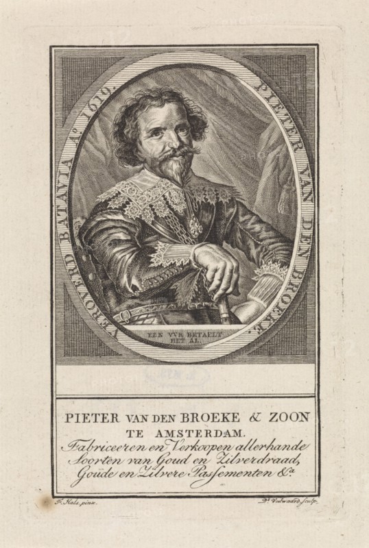 Portrait of businessman and governor Pieter van den Broecke, print maker: DaniÃ«l Veelwaard I, Frans Hals, 1776 - 1851