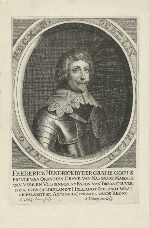 Portrait of Frederik Hendrik, Prince of Orange-Nassau, Crispijn van den Queborn, Simon Kloeting, 1643