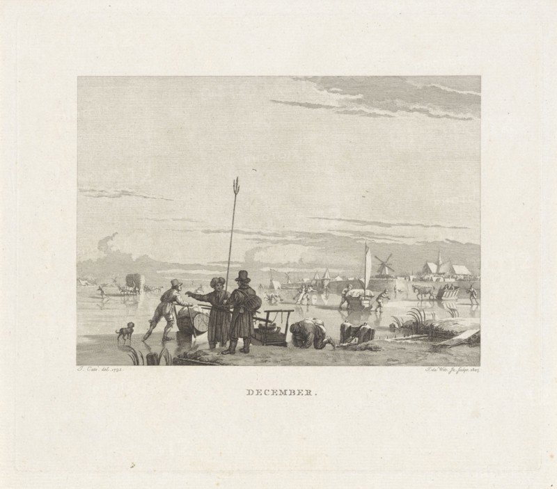 Landscape with Skaters and sleds, Izaak Jansz. de Wit, 1807