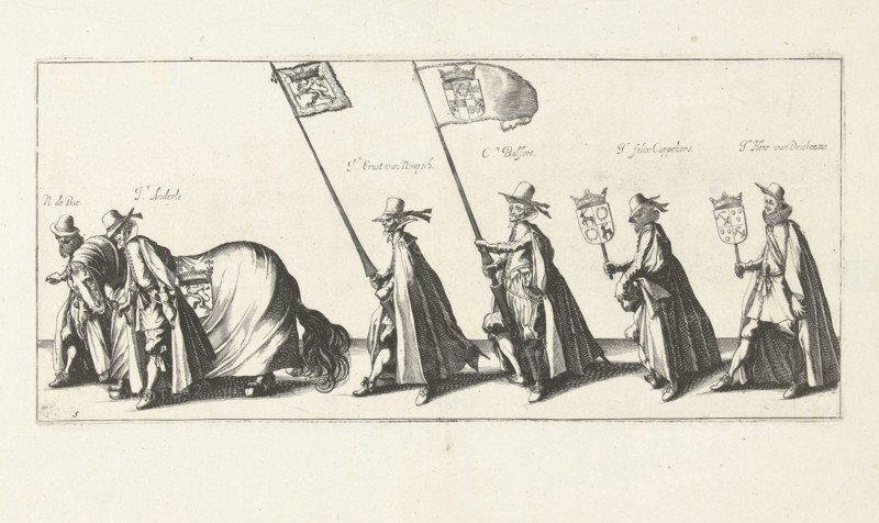 The funeral procession (Plate 5), 1623, Simon Frisius, Hendrick Hondius (I), 1615
