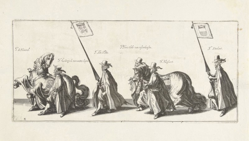 The funeral procession (Plate 4), 1623, Simon Frisius, Hendrick Hondius (I), 1615