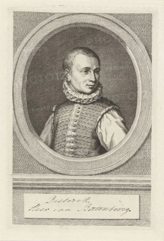 Portrait of Dirk van Bronckhorst Batenburg, Jacob Houbraken, Hendrick Goltzius, 1747 - 1749
