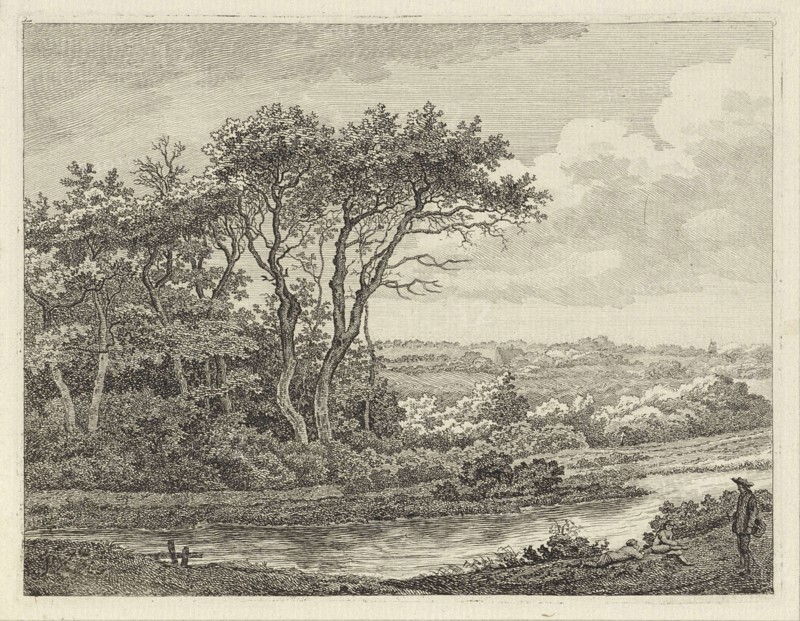 Landscape with river, Adrianus Serné, 1783 - 1853
