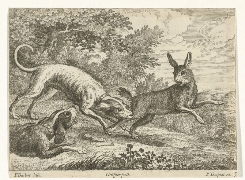 Hunting a hare, Jan Griffier (I), Pierce Tempest, 1680 - 1694