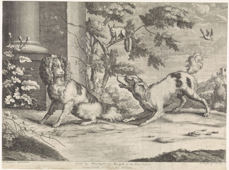 Incumbent and barking dog in squirrel, Hendrick Hulsbergh, Humphrey Lloyd, c. 1679 - 1729