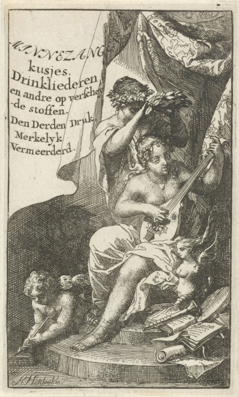 Venus crowned by Bacchus, Arnold Houbraken, Lucas Cloppenburg (publisher), 1710