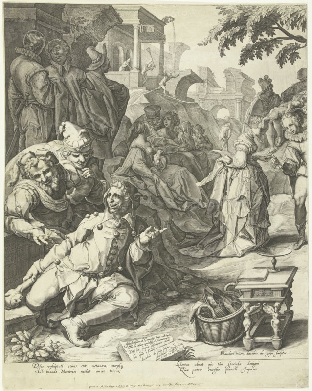 The prodigal son (left page), Jacob de Gheyn (II), Petrus Hogerbeets, Ger. Valk, 1596