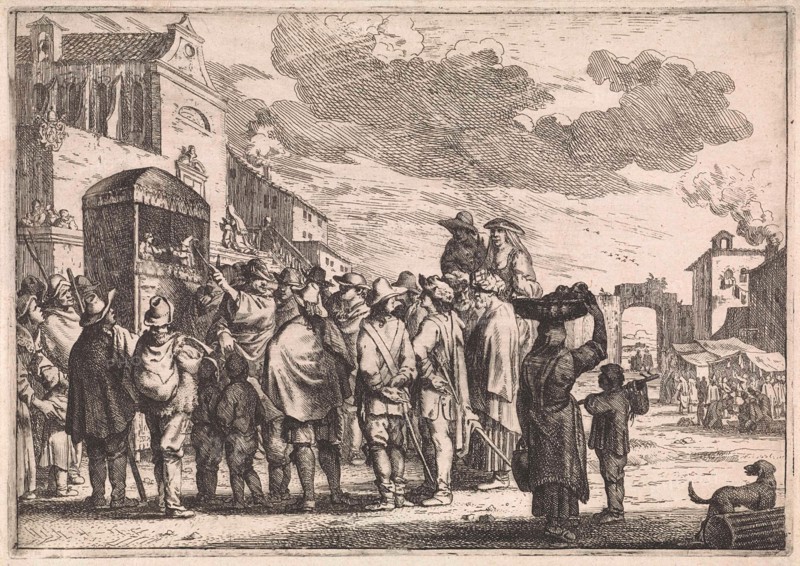 Puppet show in Rome Italy, Cornelis de Wael, 1613 - 1667