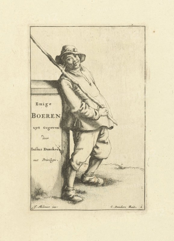 Farmer leaning against a wall, Cornelis Danckerts (I), Justus Danckerts, unknown, 1613 - 1656