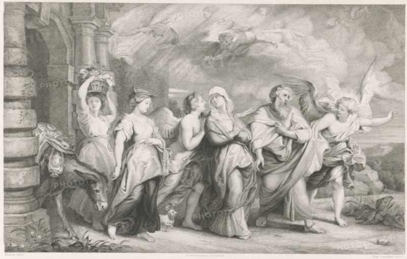 Flight of Lot and his family from Sodom, Ferdinand Leenhoff, Ch. Chardon, 1841 - 1914