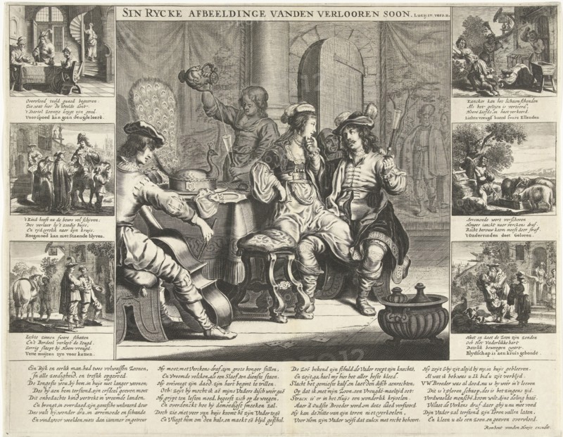 The story of the prodigal son, Cornelis van Dalen (I), Rombout van den Hoeye, 1622 - 1665