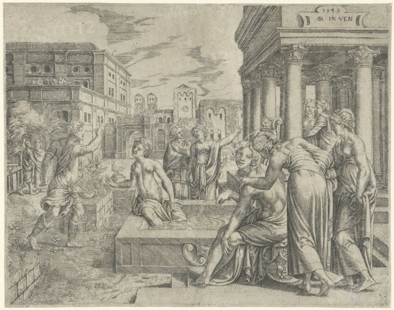 Bathsheba receives the message of David, Cornelis Massijs, 1549