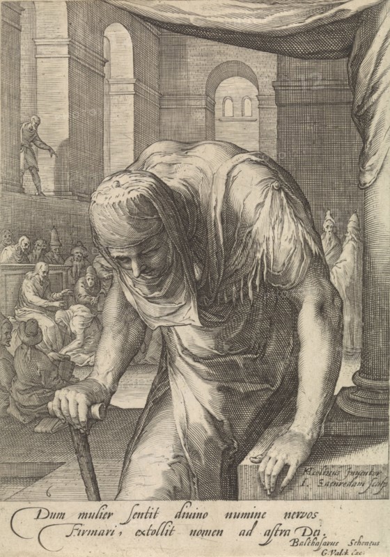 The bent woman, Jan Saenredam, Balthasarus Schonaeus, Gerard Valck, 1661 - 1726