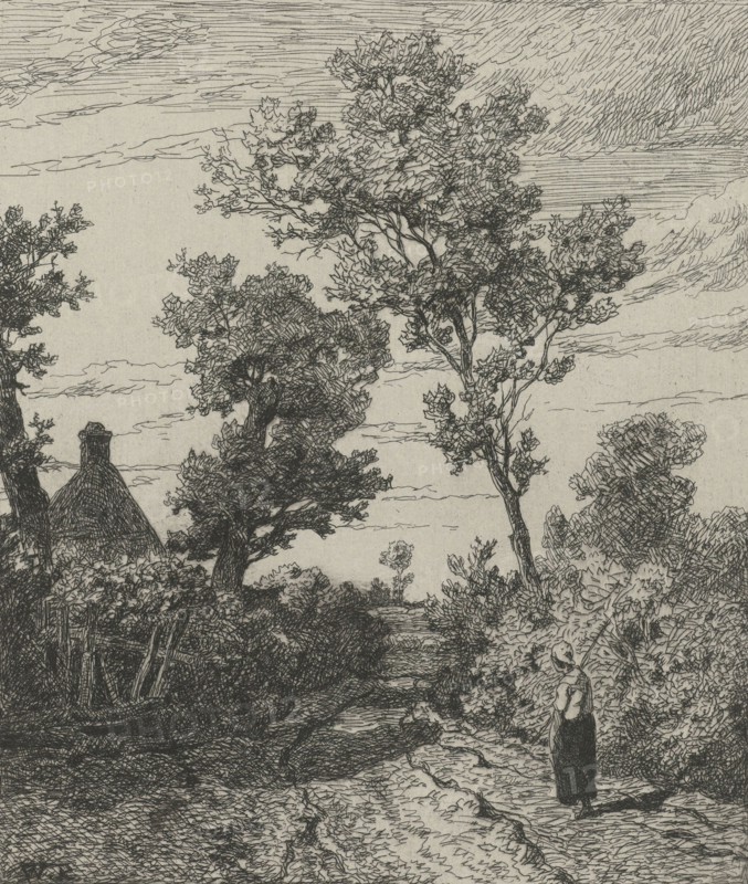 Farmer on a country road, Willem Roelofs I, 1832 - 1897