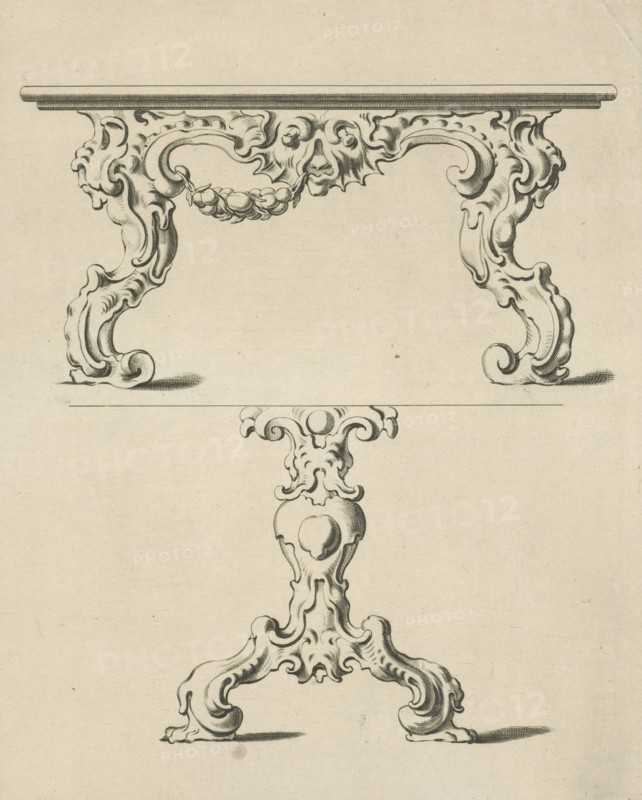 Console table and table leg in auricular style, print maker: Pieter Hendricksz. Schut, Gerbrand van den Eeckhout, Nicolaes Visscher I, 1655