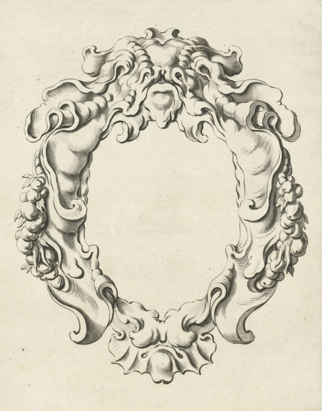 Cartouche with lobe ornament with garlands, Pieter Hendricksz. Schut, Gerbrand van den Eeckhout, Nicolaes Visscher (I), 1655