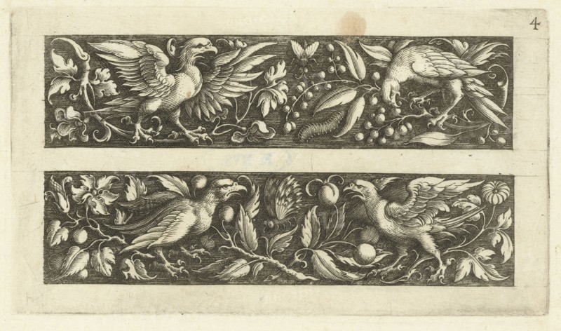 Two friezes, both with raptors, Michiel le Blon, c. 1611 - c. 1625