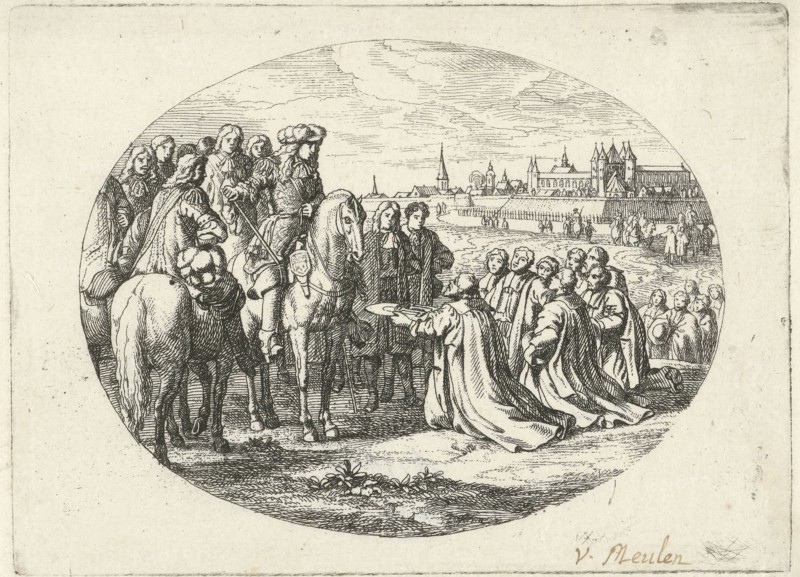 City Keys offered to Louis XIV, King of France, Jan van Huchtenburg, Adam Frans van der Meulen, 1674 - 1733