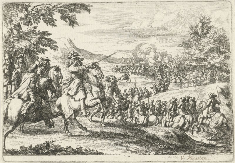 Advancing cavalry, Jan van Huchtenburg, Adam Frans van der Meulen, 1674 - 1733