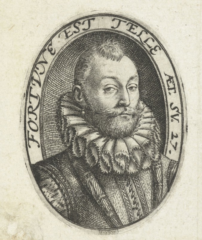 Portrait of Jan van Heussen (?), Hendrick Goltzius, 1579 - 1584