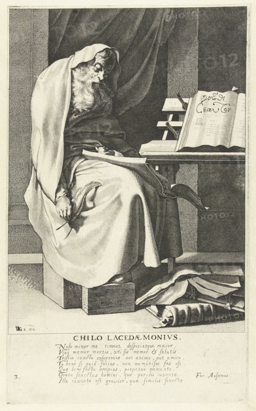 Chilon of Sparta, print maker: Jacob de Gheyn III, Decimus Magnus Ausonius, Nicolaes de Clerck, 1616