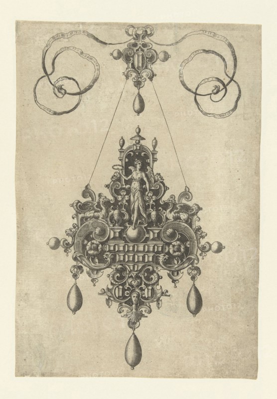 Pendant with Victoria, laurel wreath in hand, Anonymous, Hans Collaert (I), Philips Galle, 1581
