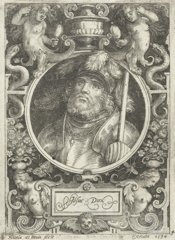 Portrait of Joshua, medallion, Nicolaes de Bruyn, Anonymous, 1594