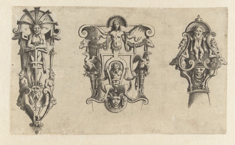 Oirband with a satyr, Anonymous, Cornelis Bos, 1516 - 1556