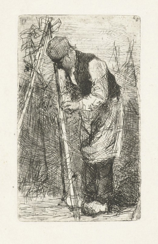 Man in a vegetable garden, Bernardus Johannes Blommers, 1855-1914