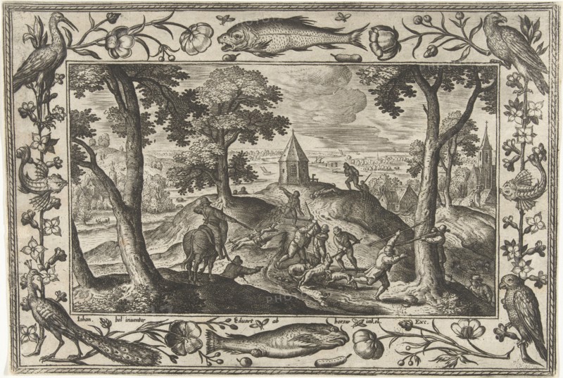 Hunting Wolves, Adriaen Collaert, Eduwart Hoes Winckel, 1582-1586