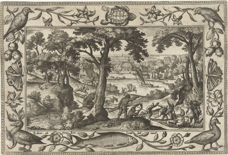Boar Hunt, Adriaen Collaert, Eduwart Hoes Winckel, 1582-1586