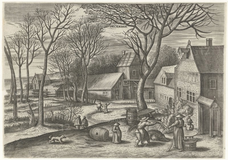 December, Julius Goltzius, Gillis Mostaert (I), Hans van Luyck, c. 1560 - 1595