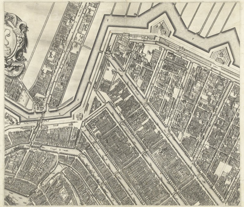 Map of Amsterdam (leaf top center), 1625, The Netherlands
