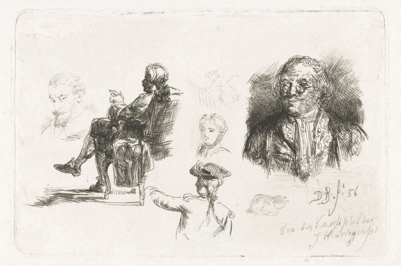 Study Sheet with different figures, David Bles, Joseph Hartogensis, 1856