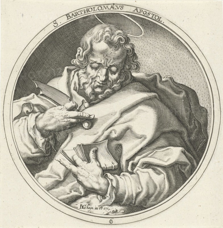 St. Bartholomew, print maker: Zacharias Dolendo, Jacob de Gheyn II, c. 1596