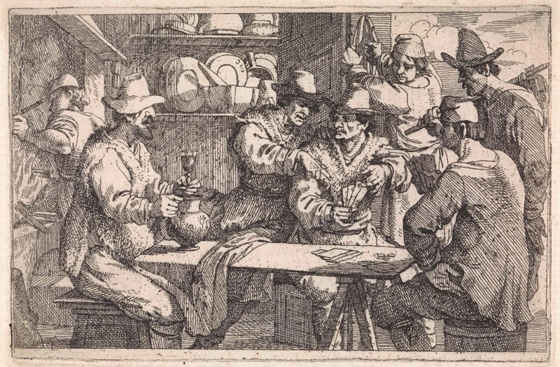 Card Players in tavern, Jan Baptist de Wael, 1642 - 1669