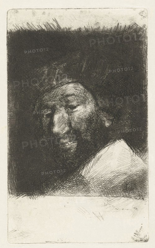 Portrait of smiling man with beard and hat, Bernardus Johannes Blommers, 1855-1914
