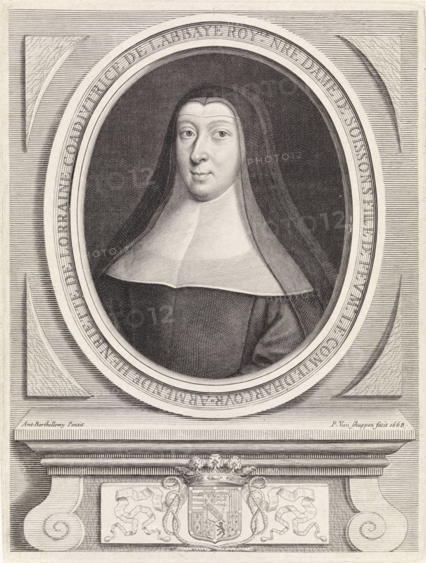 Portrait of Henriette of Lorraine, Princess of Pfalzburg as a nun, Pieter van Schuppen, 1668