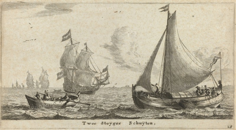 Two landing barges, Reinier Nooms, 1652 - 1654