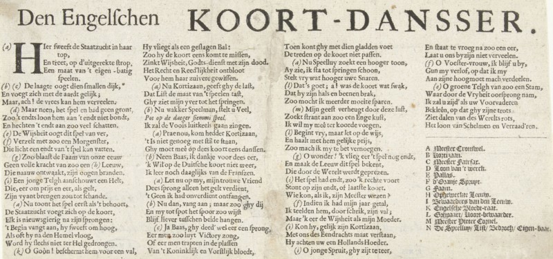 Text Journal in print Cromwell as tightrope walker, 1652, Anonymous, 1652