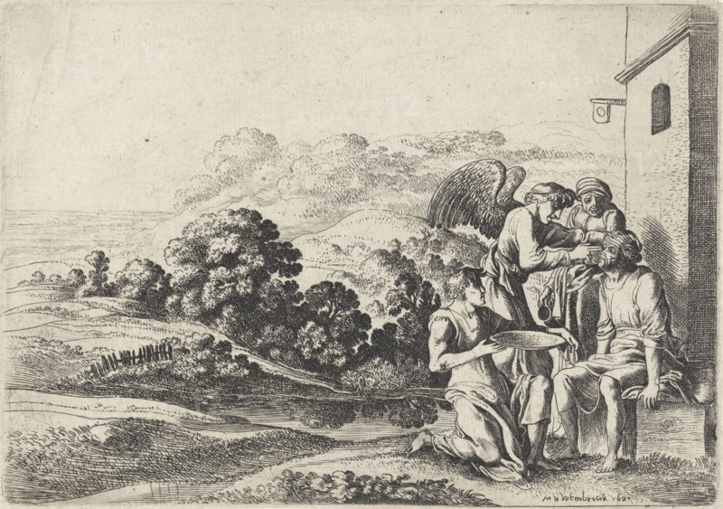 Tobias heals his father's blindness, Moyses van Wtenbrouck, Broer Jansz (Den Haag), 1621