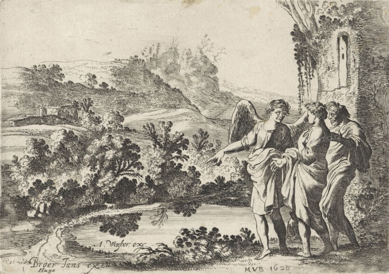 Tobias, Tobit and the Angel, Moyses van Wtenbrouck, Broer Jansz (Den Haag), Abraham van Waesberge (I), 1620
