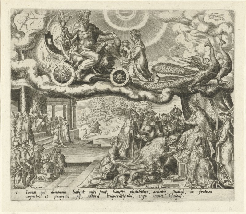 The planet Jupiter and its children, Harmen Jansz Muller, Hieronymus Cock, 1566 - 1570