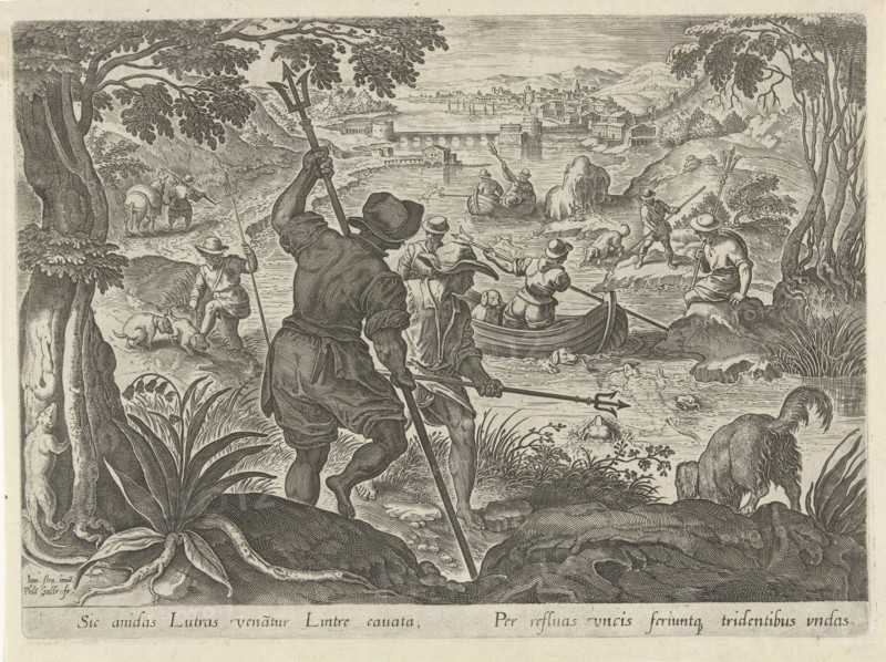 Hunting otters, Philips Galle, 1578