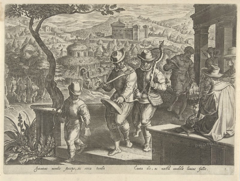 Hunting blackbirds, Philips Galle, 1578