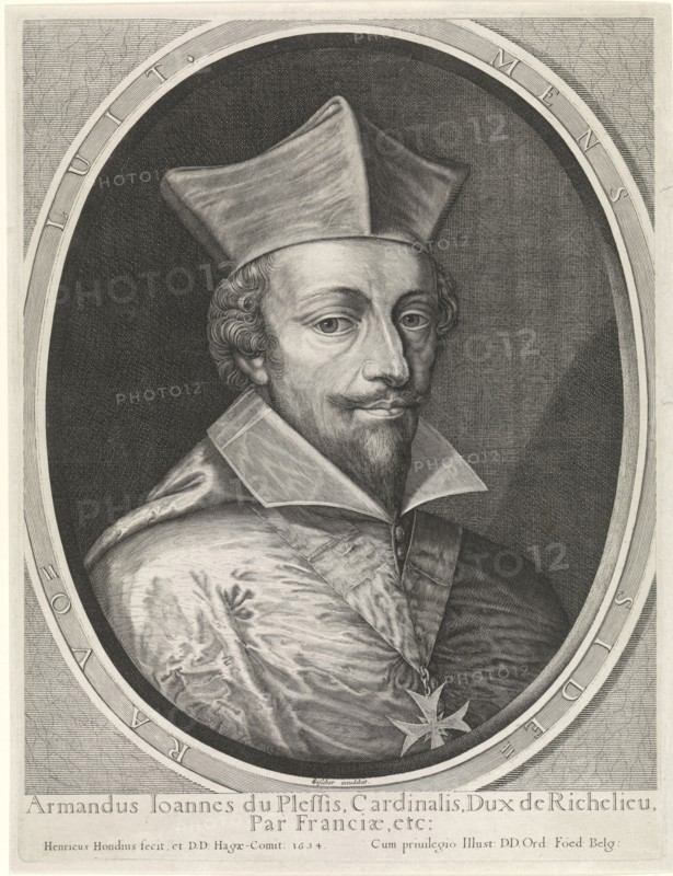 Portrait of Armand-Jean du Plessis, Duke of Richelieu, Hendrick Hondius (I), Claes Jansz. Visscher (II), Staten Generaal, 1634