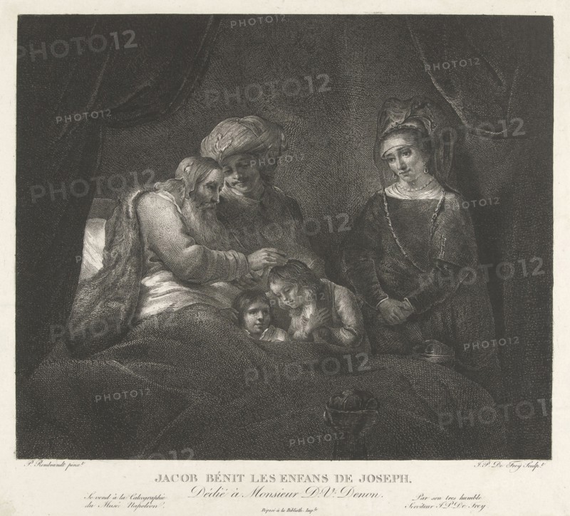 Jacob blesses Ephraim and Manasseh, Johannes Pieter de Frey, D.V. Denon, 1780 - 1834